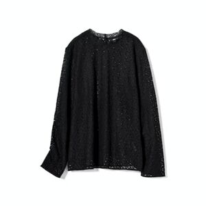 Uniqlo Lace Long Sleeve Blouse - Size Medium - Black